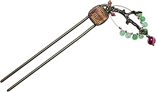 Short Double Prong Hair Stick Pink Japanese Style Kimono Hair Accessory Gift