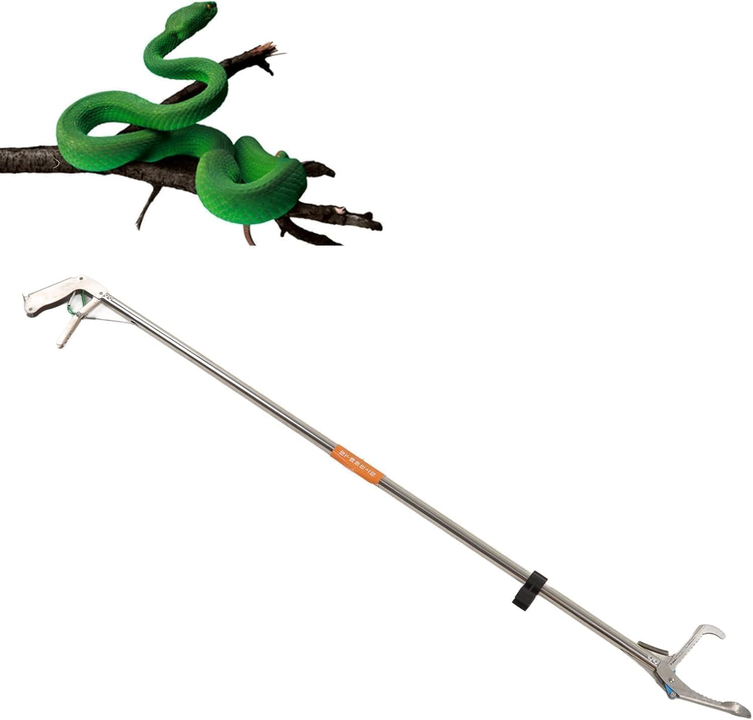 Pinza per Serpenti Pieghevole e Autobloccante in Acciaio Inossidabile, Strumento di Presa per Rettili, Portatile con Elevata Tenacità, Lunga