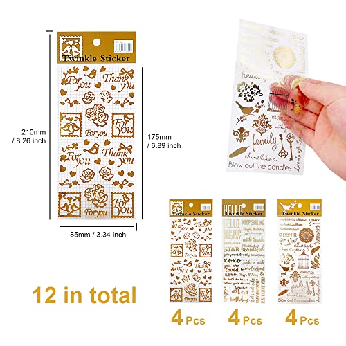 HLIWS Glitter Metallic Letter Stickers,12 Sheets Letter Sticker,Garden Craft Embellishment Sticker,for Scrapbooking Photos - Image 2
