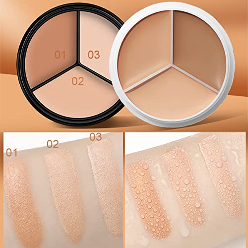 2 Pcs Makeup Artist 3 Colors Contour Stick Concealer ,Correcting Concealer Palette Cream Concealer, Contour And Brighten 3 In 1, Custom Blend Corrects & Conceals Dark Circles Blemish Red Marks Scars Waterproof & Long-Lasting All Day #TOP3