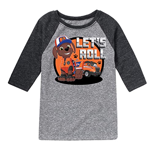 HYBRID APPAREL - Paw Patrol - Let's Roll Zuma - Toddler and Youth Raglan Graphic T-Shirt