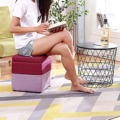 Tabouret de rangement en lin premium et structure bois massif élégante 40cm