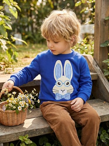 Image of Akyzic Boys Sweatshirts Cotton Long Sleeve Crewneck Pullover Toddler Kids Winter Warm Shirt Sweater Tops 3t-8t