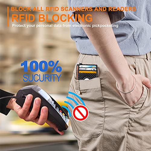 Slim Minimalist Airtag Wallet for Men Leather RFID Blocking Credit Card Organizer with Apple AirTag Case Holder Carbon Fiber Black3