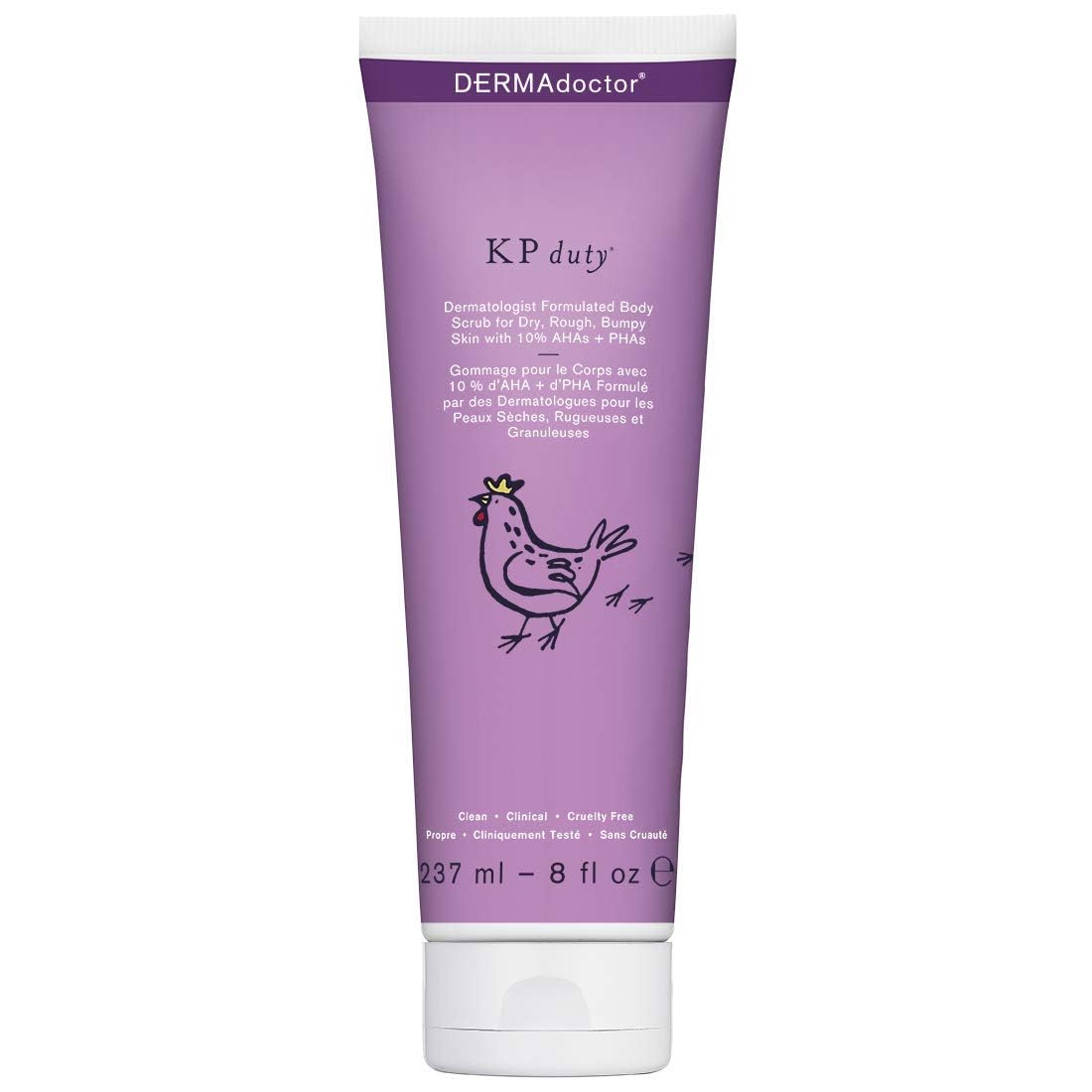 DERMAdoctorKP Duty Body Scrub Dermatologist Formulated Exfoliant for Keratosis Pilaris and Dry, Rough, Bumpy Skin with 10% AHAs + PHAs 237 ml