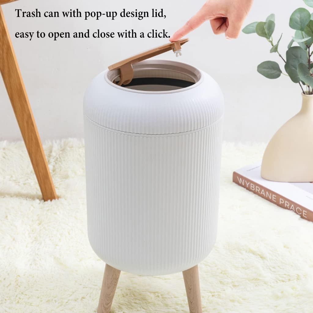 Cubo plástico estrecho 10L con patas diseño moderno cocina baño(/White)