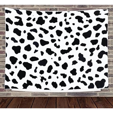 TUGCAY Cow Print Tapestry Black and White Spot Tapestry Cute Tapestries Black Cow Backdrop Poster Aesthetic Wall Hanging for Bedroom Living Room Dorm Party Decorations, 60x50 Inch Cover