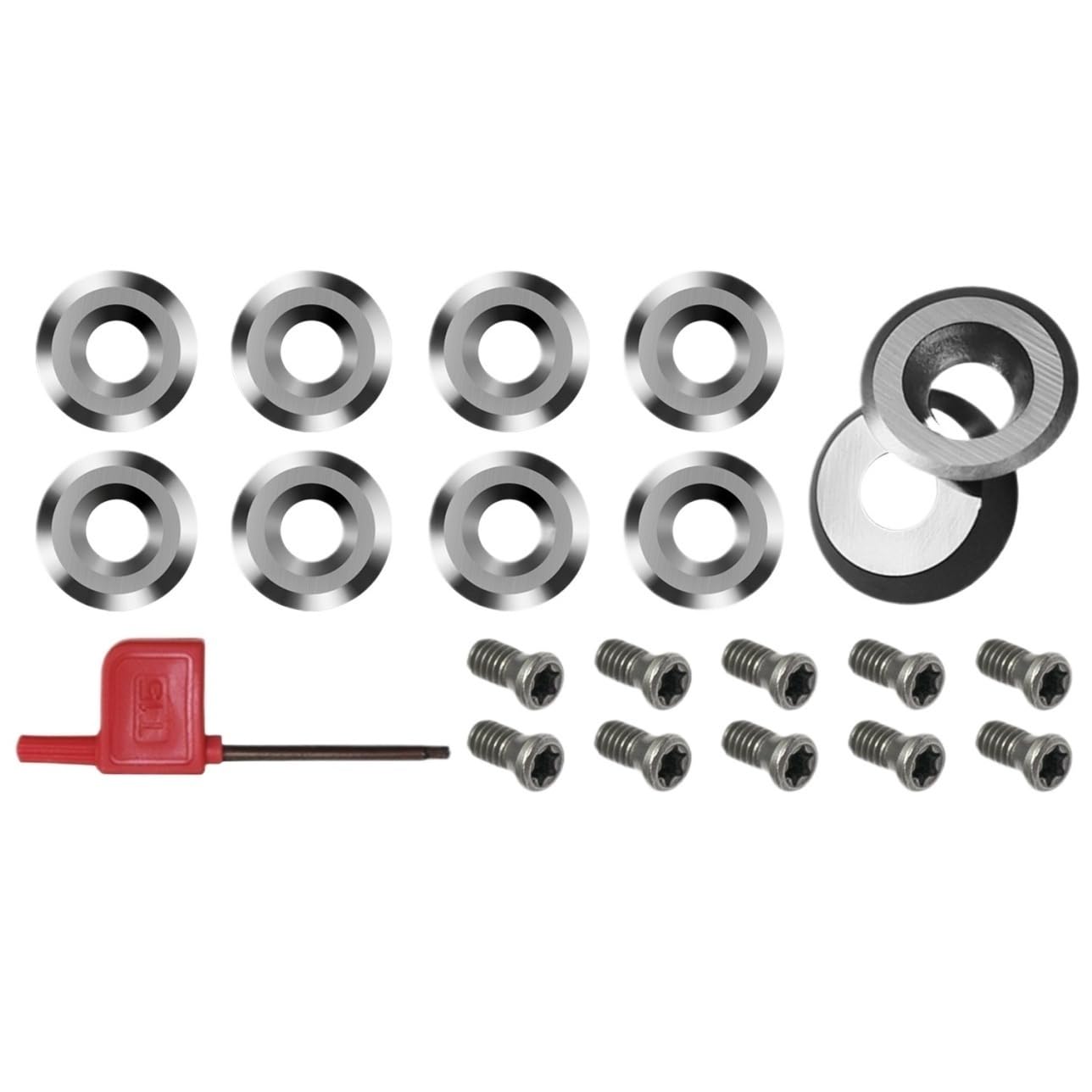 1 Set Negative Rake Carbide Inserts Round Blade with Screws, Woodturning Lathe Replacement Cutters 30 Degree(12x2.5mm)