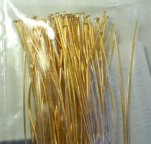 144 Head Pins .029dia X 4 Inch Gold Plating Over Brass Standard 21 Gauge Wire Beadsmith Headpins