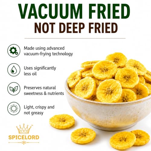 Image of SPICELORD Ripe Banana Chips Pack of 3 (3 x 100 g) | Vacuum Fried | Gluten Free | Cholesterol Free | Rich in Potassium | 100% Natural (300 gram)