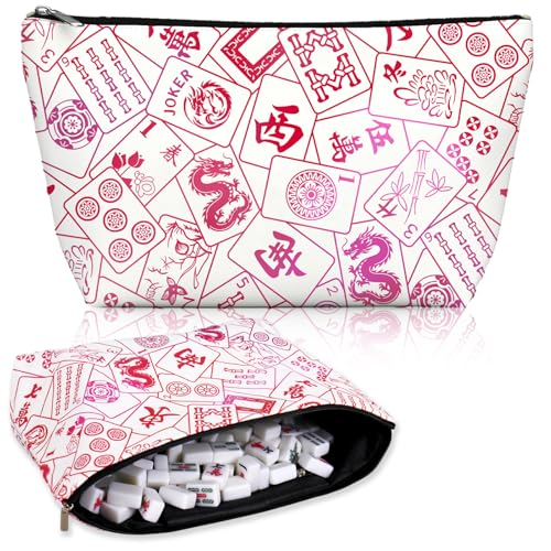 Bolsa para fichas de Mahjong con cierre y diseño rosa miniatura 1