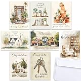Hat Acrobat 24 Congratulations On Your New Home Cards with Envelopes Assortment Set for New Home Card Congratulations (8 Designs) Blank Inside - Great with Closing Gifts for Home Buyers (Modern)
