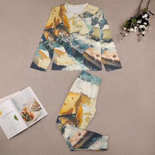 Delicious Cheese PrintBoys Casual Comfort Pajamas, Long Sleeve Pajama Set140CM3
