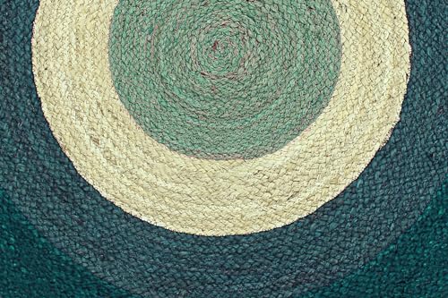 Tapis en jute tressé bicolore vert et beige | Collection Circle