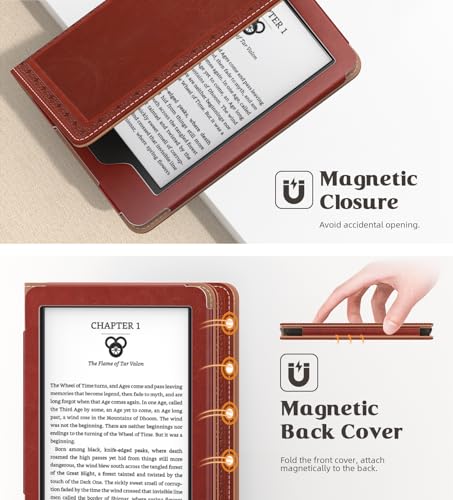 Image of MoKo Case for All-New 6 inch Kindle(11th Generation, 2024 /2022 Release) /(10th Gen,2019) /Kindle(8th Gen, 2016), Ultra Lightweight PU Shell Cover with Auto Wake /Sleep for Kindle 2024, Vintage Twill