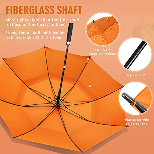 Zomake Large Golf Umbrella 68 Inch - Double Canopy Vented Golf Umbrellas For Rain Windproof Automatic Open Golf Push Cart Umbrella Oversize Stick Umbrellas For Men Women(Orange) #TOP5