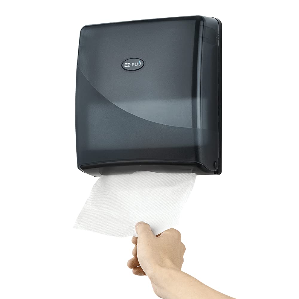 EZ-Pull 3210B-EZ Dispensador de Toallas de Papel montado en la Pared, Soporte para Toallas de Mano Delgado para Cocina, baño, Oficina, para Uso con Toalla de Mano EZ-Pull P2F5, Negro, 10 x 9.2 x 3.5