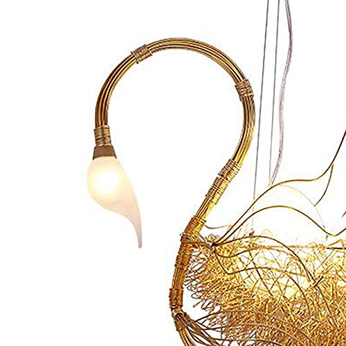 Plafonnier suspendu or en aluminium avec éclairage design cygne à double diffusion