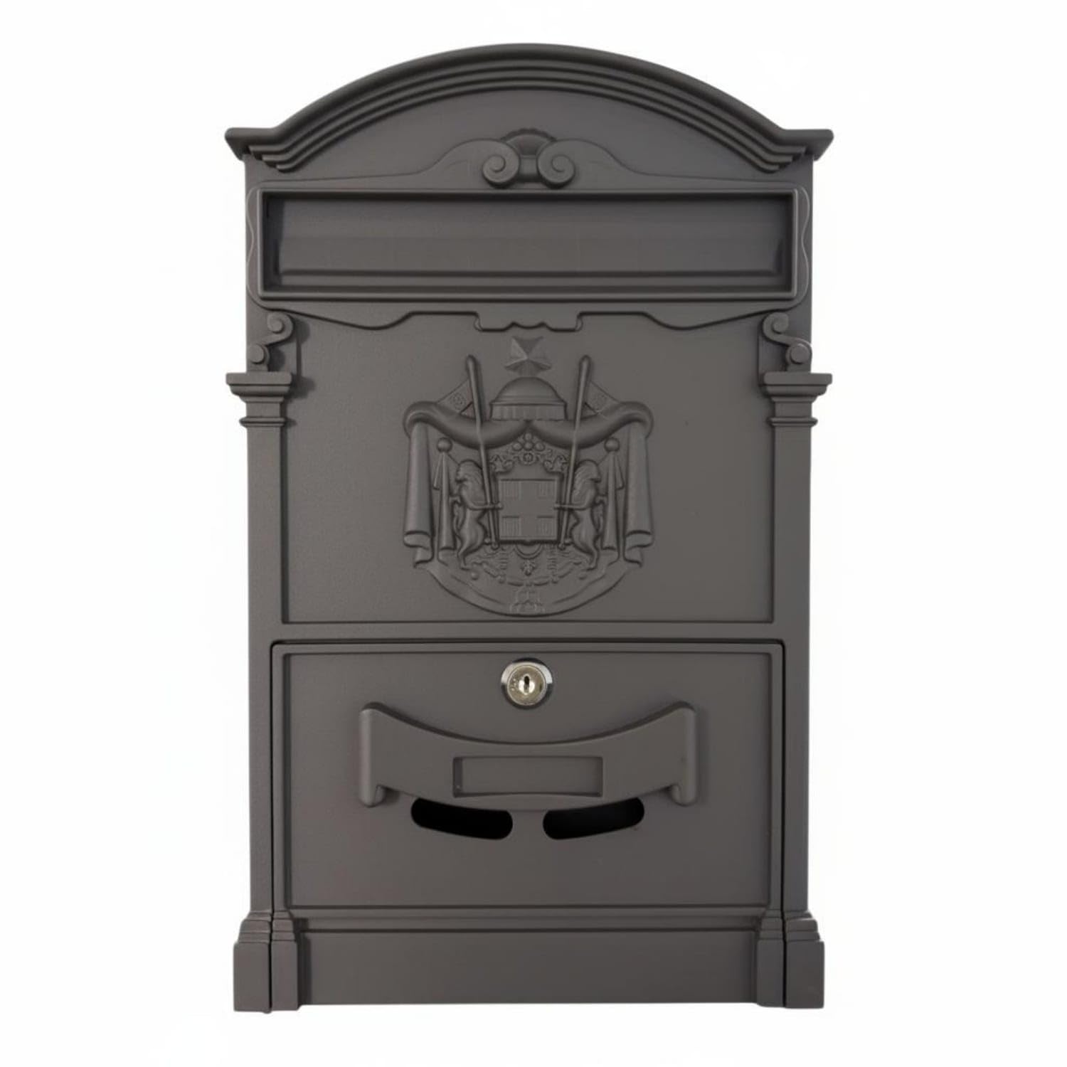 Waterproof Wall Mounted Mailbox Rainproof Vintage Design Postbox Weather Resistant Decorative Metal Post Box Long-Lasting Finish for Outdoor, Textured Black-image-45