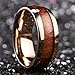 King Will Titanium Wedding Band for Men-8mm Dome Rose Gold Titanium Men Ring with Koa Wood Inlay, Wooden Wedding Band Ring for Men Women High Polished Comfort Fit Size 10