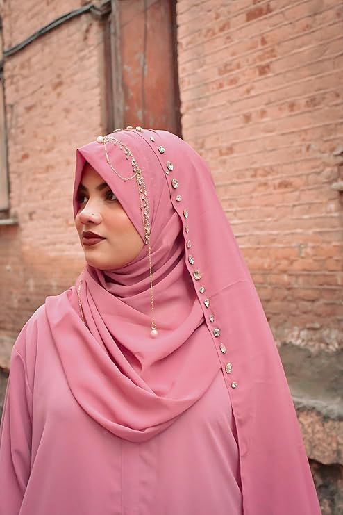 Ready-to-Wear Bridal Stylish Jhumar Hijab, Heavy Handwork Wedding Hijab for Brides