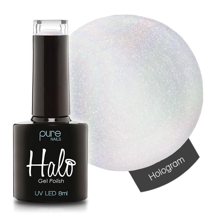 Halo Gel Polish 8ml - Hologram. UV/LED Gel Nail Polish, Long Lasting & Easy To Apply. Nail Art Colours For Manicure & Pedicure. Gel Polish For Professional & Home Use.