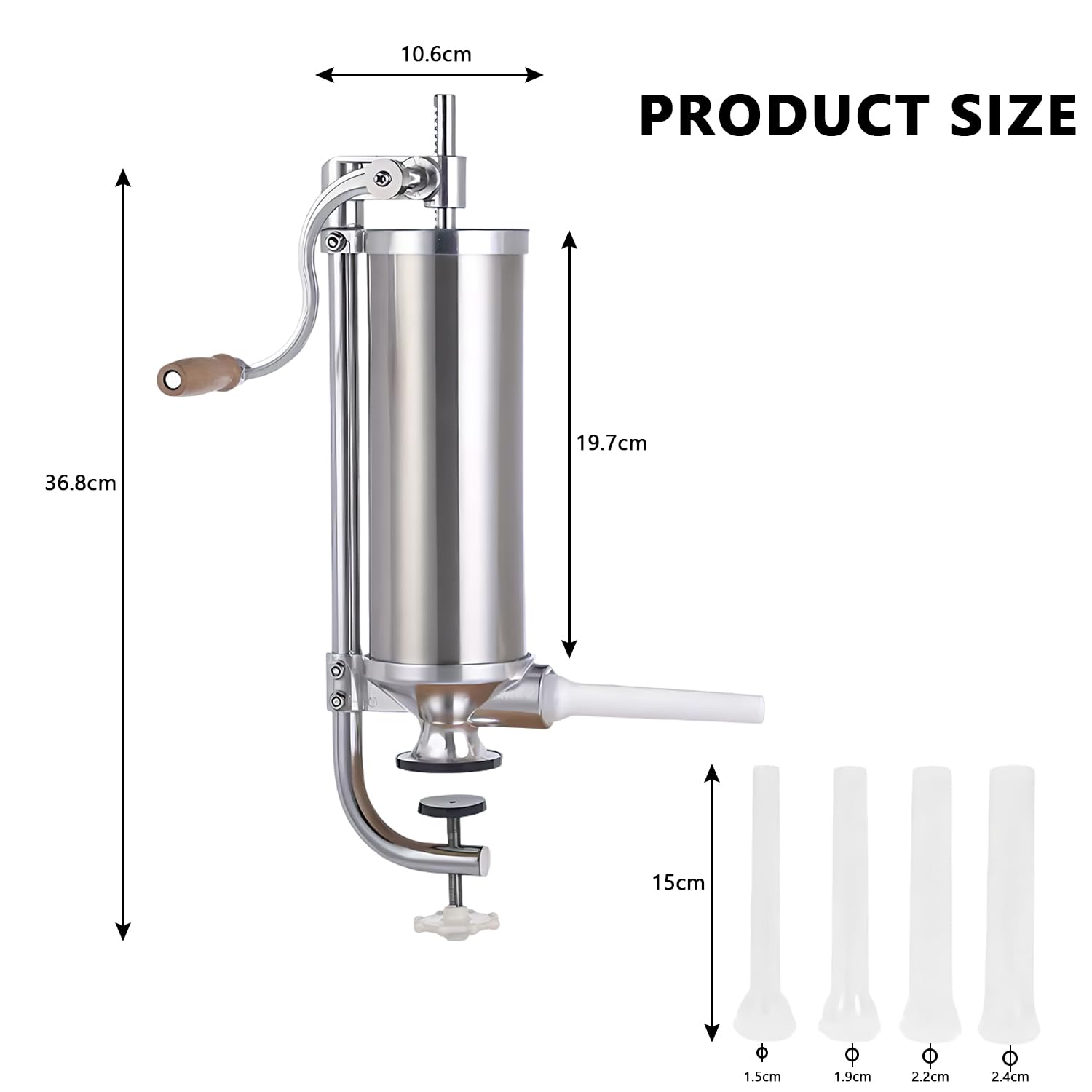 3LB Insaccatrice per Salsiccia, Acciaio Inossidabile Macchina per Salsiccia, Verticale Insaccatrice per Salumi con 4Tubi di Riempimento per Salsicce Fatte in Casa