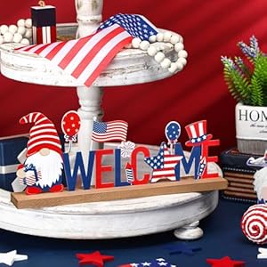 Patriotic/ 4th of July Metal Sign Rustic Table Decor Holiday Tiered Tray Decor with Wooden Base Freestanding Metal Word Sign for Home Tabletop Centerpiece Mantel Shelf Fireplace Patriotic 4th of July Metal Sign Rustic Table Decor Holiday Tiered Tray Decor with Wooden Base Freestanding Metal Word Sign for Home Tabletop Centerpiece Mantel Shelf Fireplace