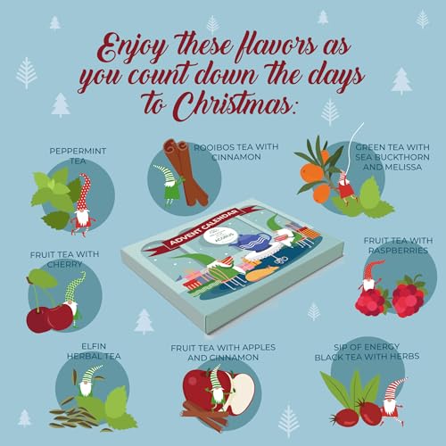 Image of Tea Advent Calendar 2025 Elfin by Acorus - 8 Christmasy flavors - 24 tea bags For The Christmas Countdown - Gift Idea For Christmas - Limited Edition