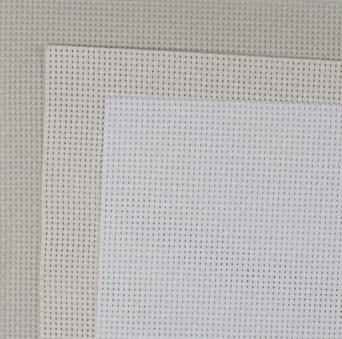 Image of KCS 3 pc of 15 inch x 18 inch(38cmx45cm) Counted Cross Stitch Cotton Aida Cloth Needlework Rolled Fabric Box,11CT,Pearl Grey+White+Ecru