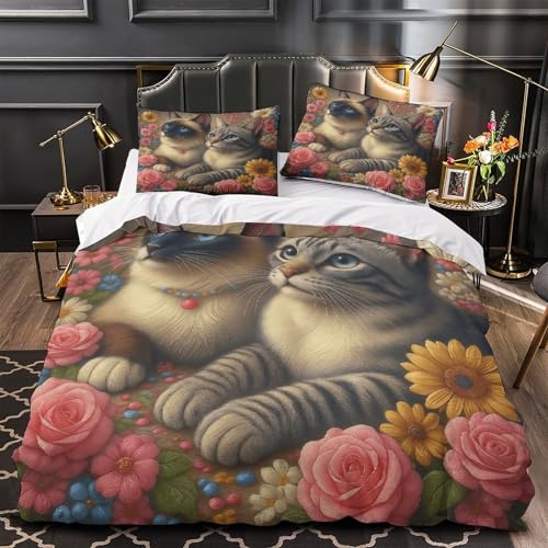Housse de couette Visages d'ânes 260x220cm en microfibre douce - 2