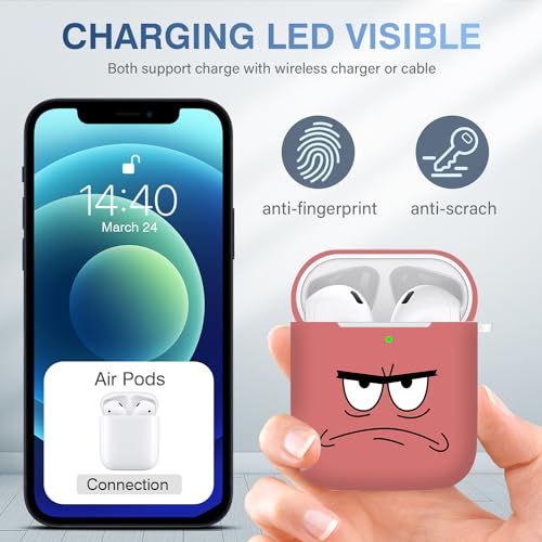 Image of for Airpods Case,Don't Touch Me Cool Cover with Lanyard Big Eyes Cute Cartoon for Airpods 2nd Generation Case,Soft Shockproof Cover for Women Men-Watermelon Red