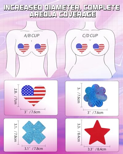 Image of CICKEE 15 Pairs Pasties Rave | Self-Adhesive Nipple Covers Pack Breast Petals Sticky Pasty Nipple Stickers