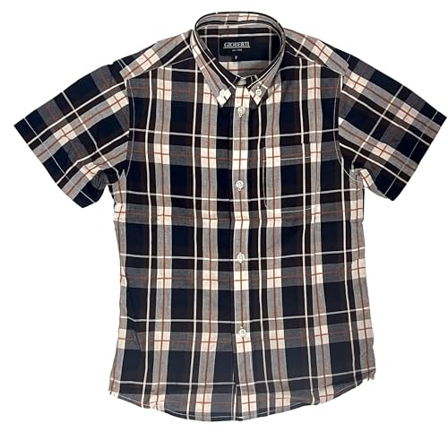 Image of Gioberti Boys Casual Plaid Checked Short Sleeve Button Down Shirt