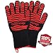 Heat Resistant Gloves - Extra Long - Certified up to 932 F - Bonus Professional BBQ Recipes - Aramid Fiber & Silicone Covering - Protecting Your Hands in Kitchen Barbecue Oven, Baking, Cooking & Grill