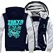 KLGZ Herren Hoodie Plüsch Full Zip Up Hoodie Jacke Sport Für Erwachsene Studenten Luminous Anime Tokyo Ghoul Printed C-Large