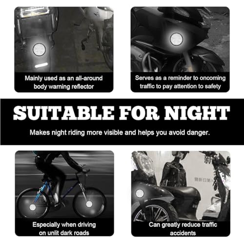 Image of povtii 2 PCS Motorcycle Warning Reflectors, M6x1.0 Waterproof Plastic Reflective Warning Reflector, Motorcycle Rear Safety Reflector with Screw, Universal Motorcycle Accessories (Round, White)