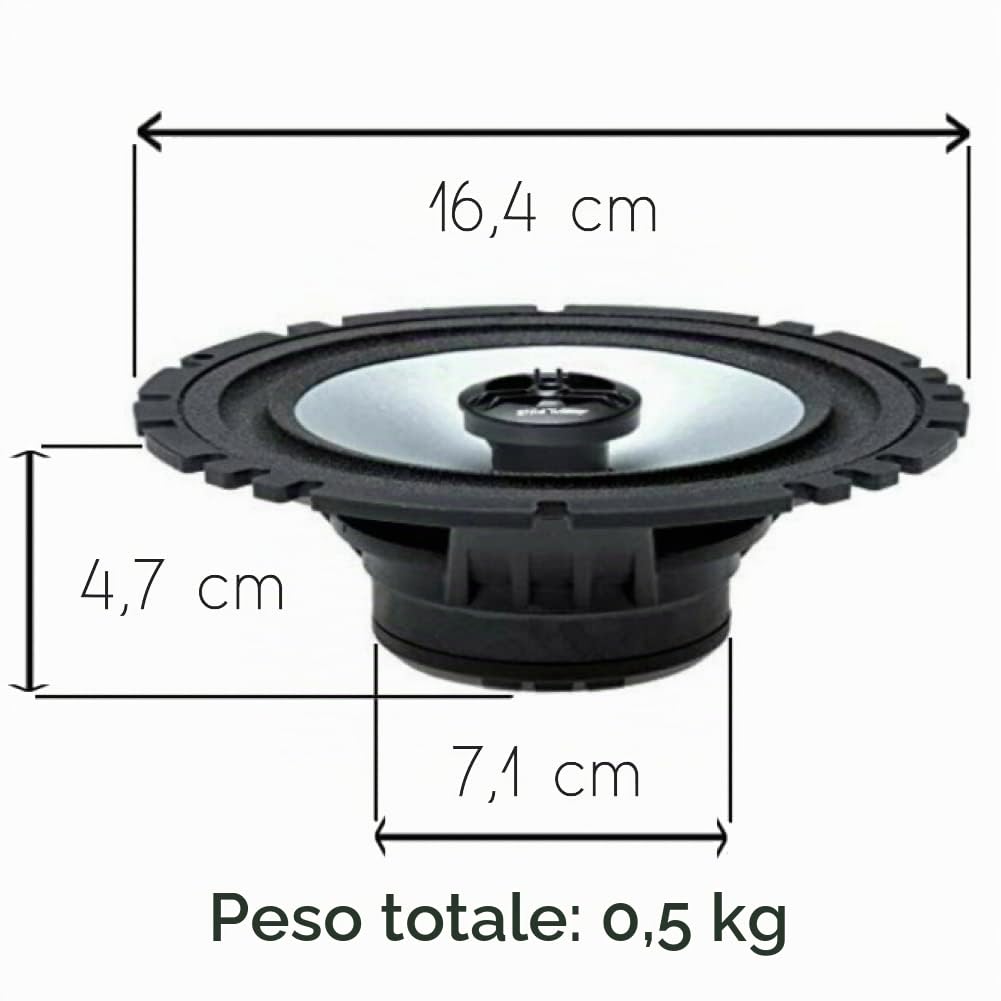 KIT SET PER ALPINE SXE-1725S 2 altoparlanti 2 vie, coassiali, 16,5 cm 165 mm 6,5", da 40 watt rms 220 watt max, per auto, a coppia + 5 sticker e viti di installazione omaggio