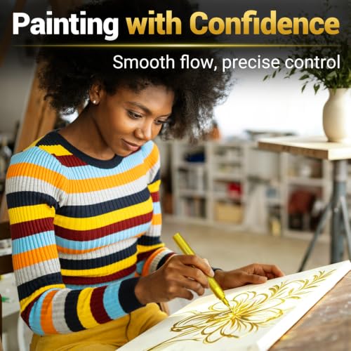 Image of SFAIH Gold Paint Pens 8-Pack 0.7MM Fine & 2-3MM Medium Tips