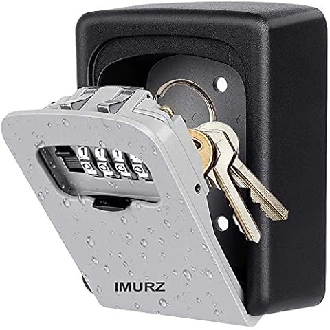 Key Safe Wall Mounted - Key Lock Box - Keysafe Outside Police Approved-IMURZ Lockbox-Outdoor Key Safe- 4.7x3.5x1.6 in,Key Box Outdoor Indoor to Share for Home Office grey Cover