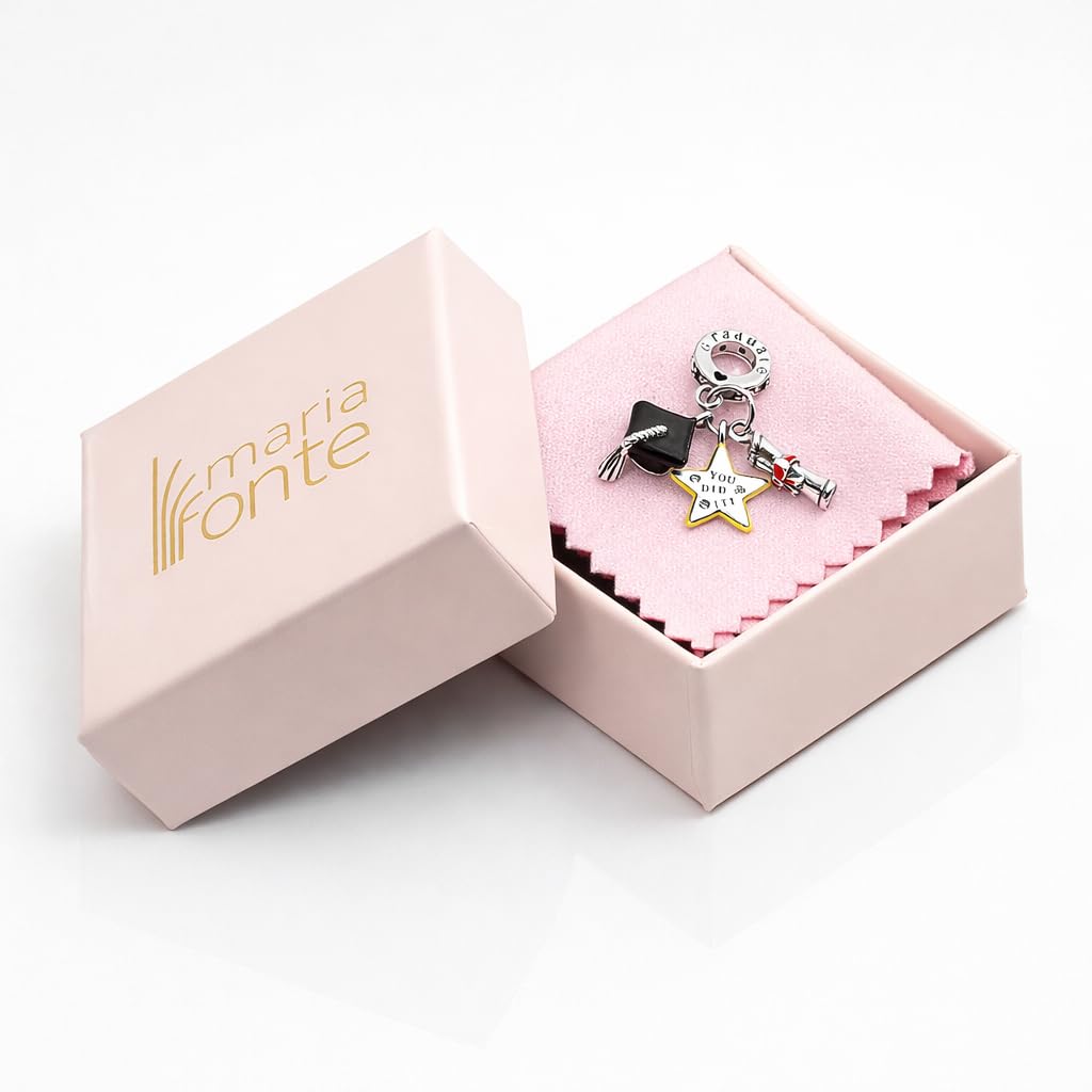Pendentif Breloque Diplôme Compatible avec Toutes les Marques Charm Hibou Parchemin Chapeau Livre Cœur Étoile Pendentifs Anniversaire Bead Argent