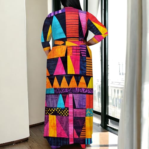 Image of SUZONANA Women's Plus Size Maxi Dresses Casual Loose Short Sleeve Long Maxi Dress with Belt Wedding