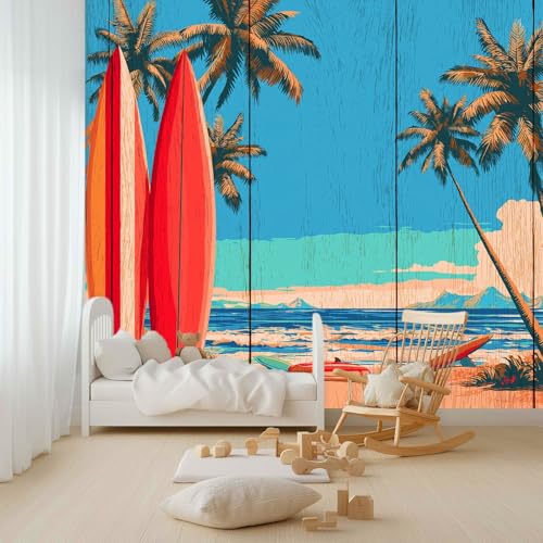 Papier peint panoramique surf azuré pour une ambiance évasion dans le salon - 6