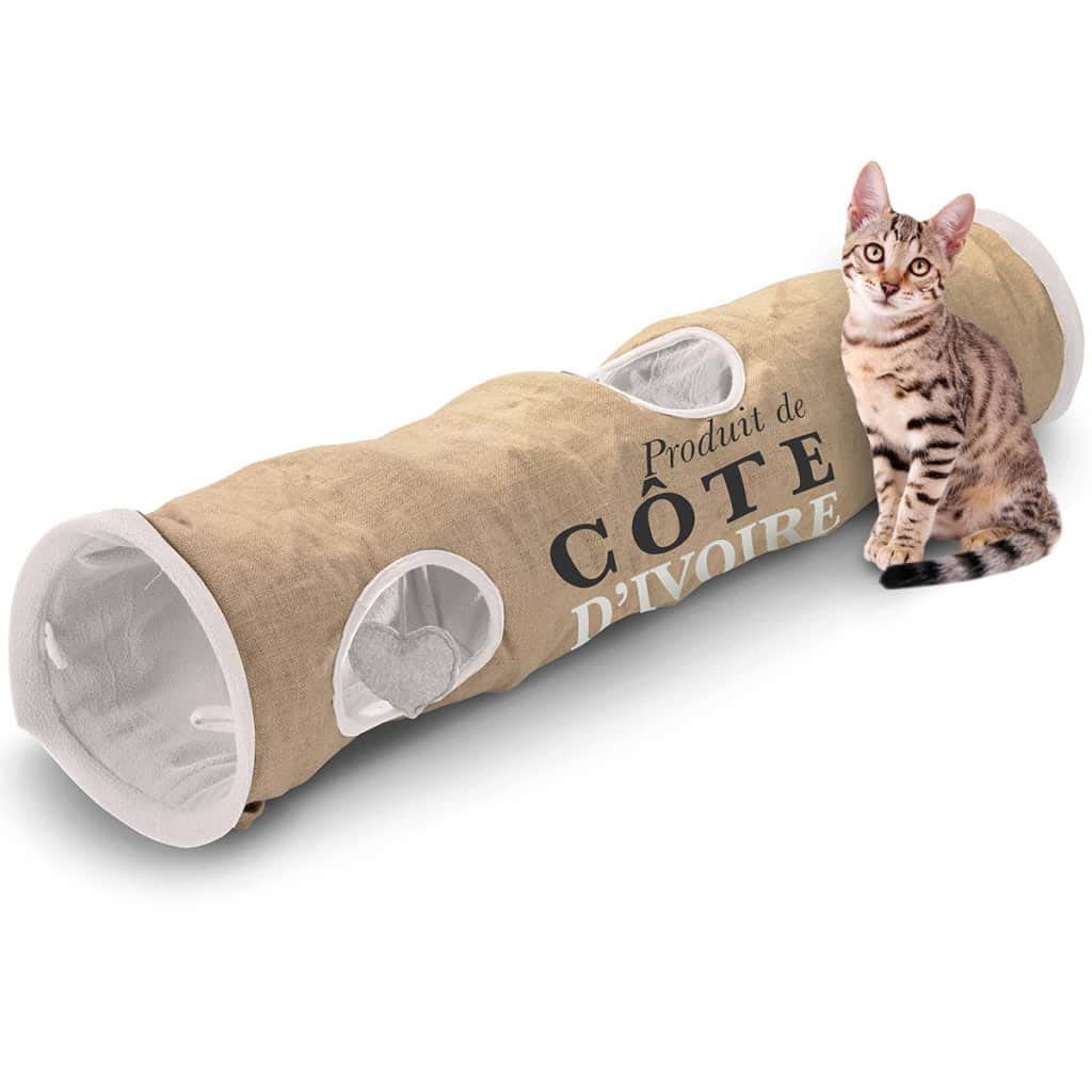 D&D Home Cat Tunnel Cote D'Ivoire 25x120 cm Brown and White 434/436448 D&D