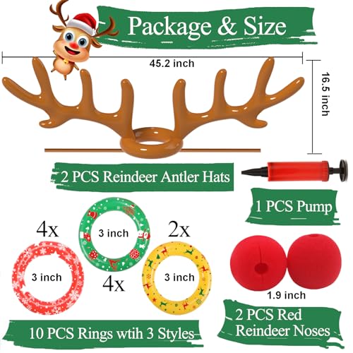 Christmas Games Decorations, Inflatable Reindeer Antler Ring Toss Game, Stocking Stuffers - Image 3