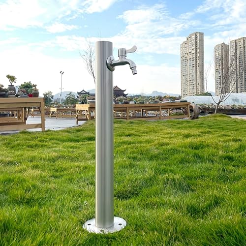 Grande colonne d'eau de jardin en acier inoxydable avec robinet, fontaine à eau antigel durable pour laver et arroser dans la cour, idéale pour l'extérieur