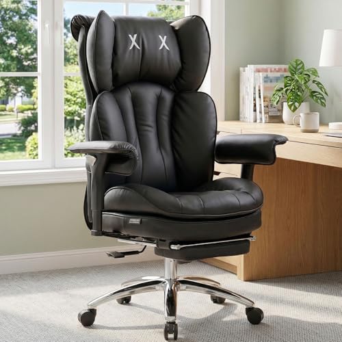 Image of Efomao Big & Tall Desk Chair, Wide Executive Office Chair with Footrest Black