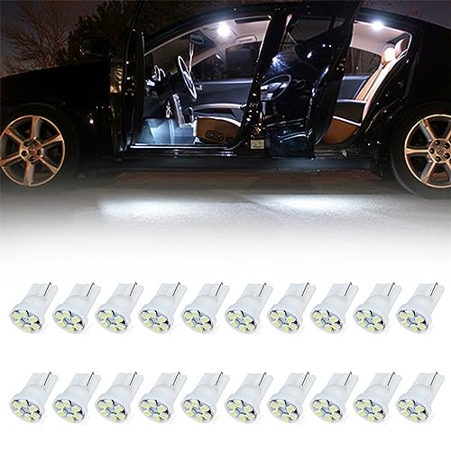 cciyu-194-Extremely-Bright-LED-Bulbs-Interior-Lights-T10-6-3020-SMD-Dashboard-Gauge-Light-Speedometer-Odometer-Tachometer-LED-light-Instrument-Panel-Light-Wedge-T10-168-2825-W5W-Blue-Pack-of-20