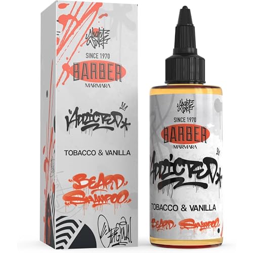 Barber Marmara Champú para barba Tobacco & Vanilla para hombres, 100 ml, jabón para barba, cara y cabello, cuidado de la barba para hombre contra la caspa y el picor, champú para barba Barbershop