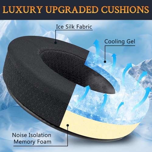 SOULWIT 冷却ジェル パッド イヤーパッド for Audio Technica ATH-AD2000X/AD2000/A2000X/AD1000X/AD1000/A1000X/AD900X/AD900/A900X/A900/AD700X/AD700/A700X/A700/AD500X/AD500/A500X/A500 用 ヘッドパッド アイスシルクファブリック 交換 冷感 イヤークッション